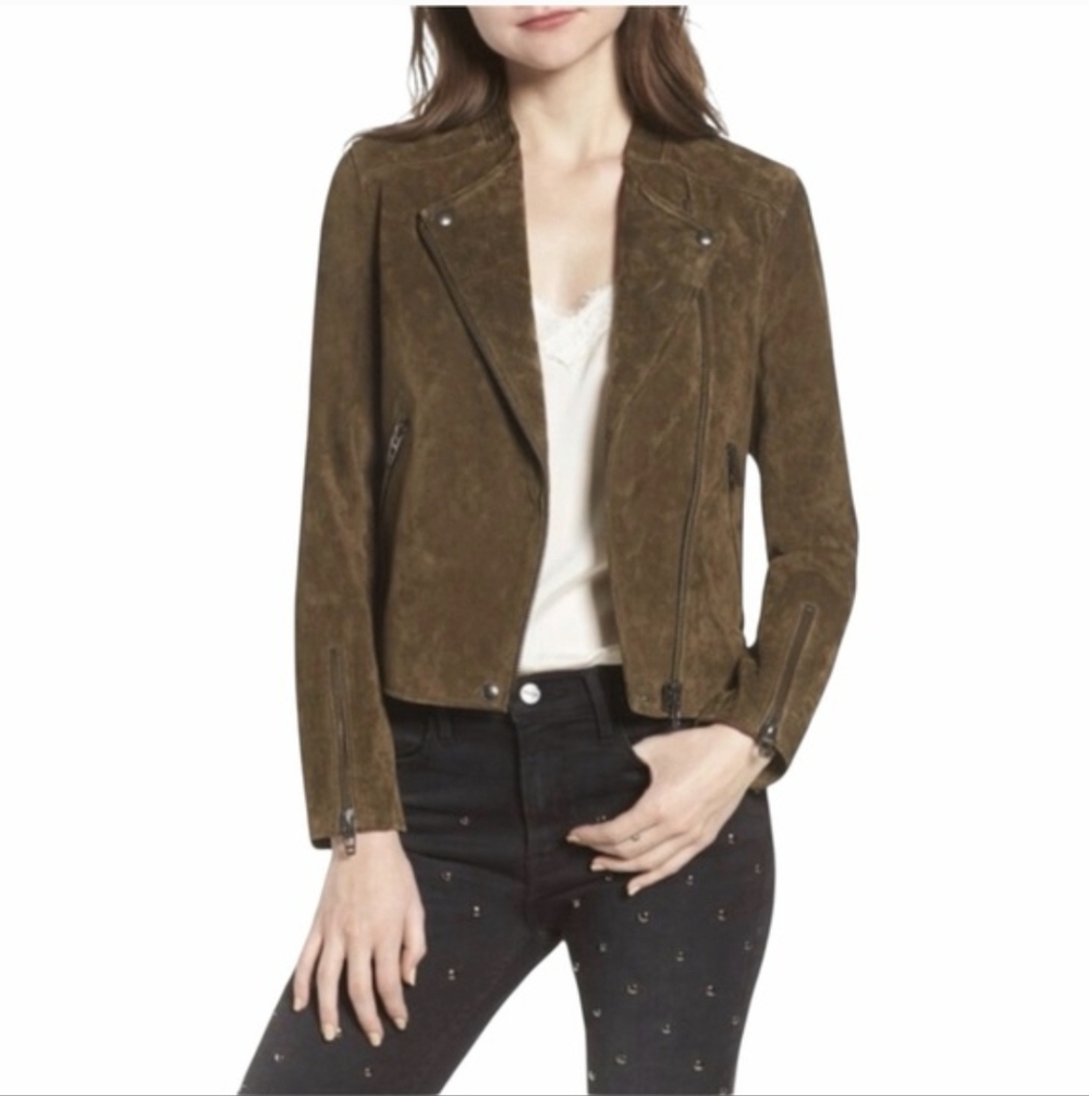 BLANKNYC No Limit Suede Moto Jacket, Bank Roll (Olive Green), XS